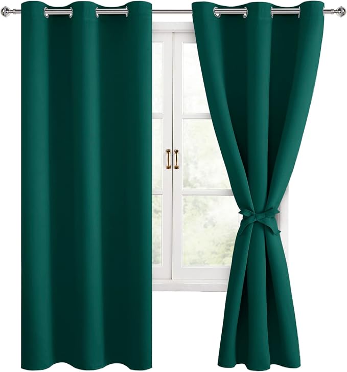 Blackout Curtains for Bedroom, Hunter Green, 38 x 72 Inch, 2 Panels | Noise - Image 8