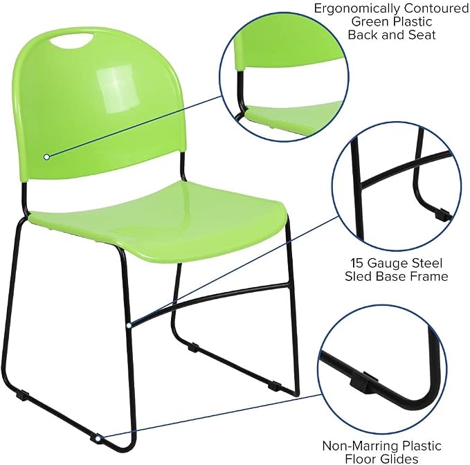 Flash Furniture HERCULES Series 5 Pack 880 lb. Capacity Green Ultra-Compact - Image 4
