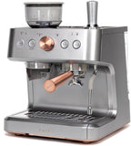 Café Bellissimo Semi Automatic Espresso Machine + Milk Frother | WiFi Connected, Smart Kitchen Essentials | Built-In Bean Grinder, 15-Bar Pump & 95-Ounce Water Reservoir | Steel Silver