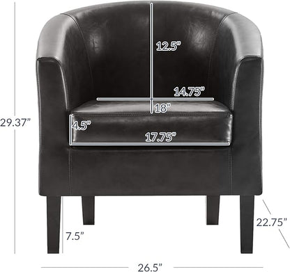 BELLEZE Accent Barrel Chair Set of 2, Linen Round Chair Club Tub Sofa Corner - Image 3