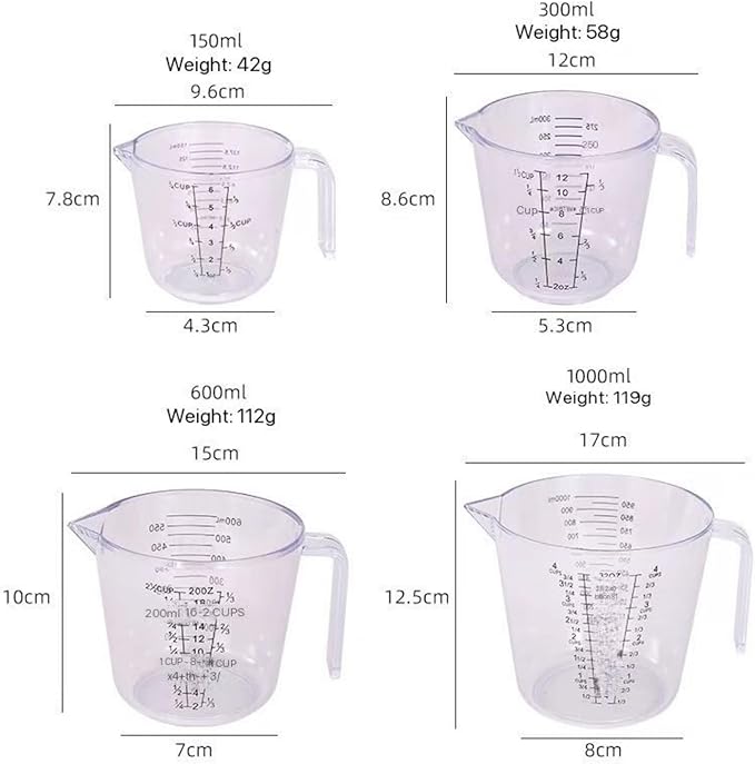 7x Stainless Steel Measuring Cups with 6x Measure Spoons Set,4x Plastic Measurings Cups for Liquids,Kitchen Gadgets for Cooking & Baking Utensils(17Pcs)