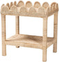 Pemberly Row Bohemian Scallop Side Table, Natural Rattan and Mahogany Wood by PEMBERLYROW