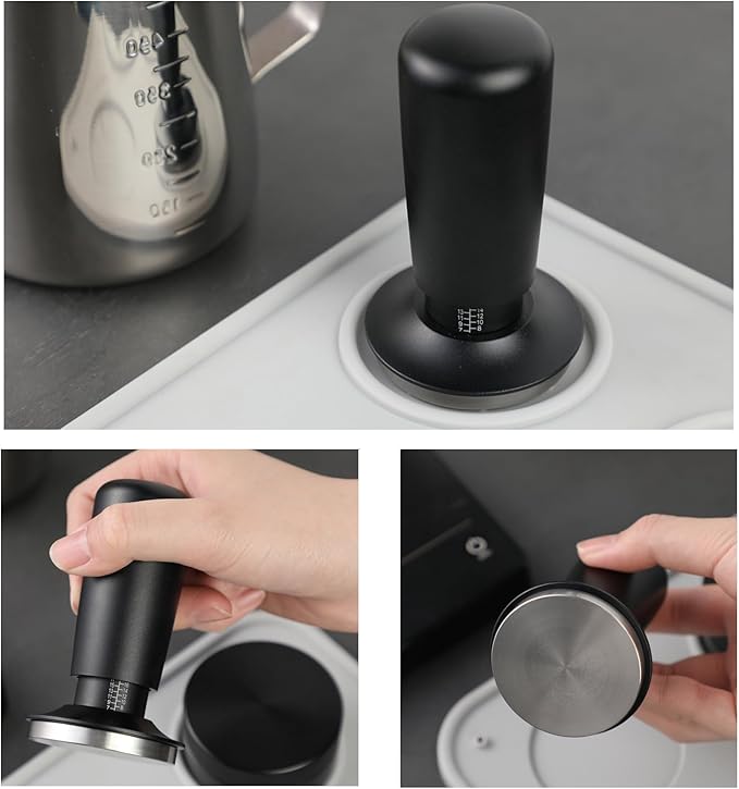 53mm Espresso Tamper,Spring Loaded Tamper with Stainless Steel Flat Base,Compatible with 53mm Portafilter,Coffee Tamper for Coffees Enthusiast and Home Barista