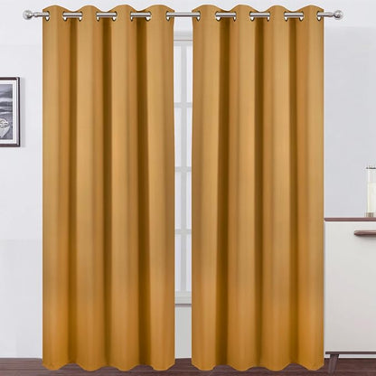 Blackout Curtains 52 x 108 inch/Mustard Yellow Curtains Set of 2 Panels/Thermal by Lemomo
