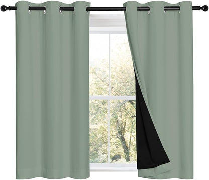 NICETOWN Greyish Green 100% Blackout Curtains 45 inches Long, 2 Thick Layers by NICETOWN