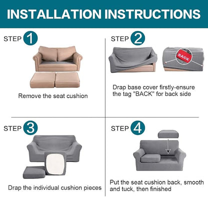 Turquoize 3 Piece Sofa Covers for 2 Cushion Couch Sofa Slipcover Soft Couch - Image 6