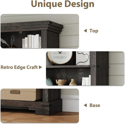 5-Tier Farmhouse Bookshelf, 61.1 inch Tall Bookcase - Image 5
