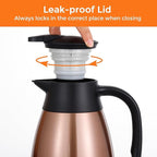 Tiken 51 Oz Thermal Coffee Carafe, Stainless Steel Insulated Vacuum Coffee Carafes For Keeping Hot, 1.5 Liter Beverage Dispenser (Copper)