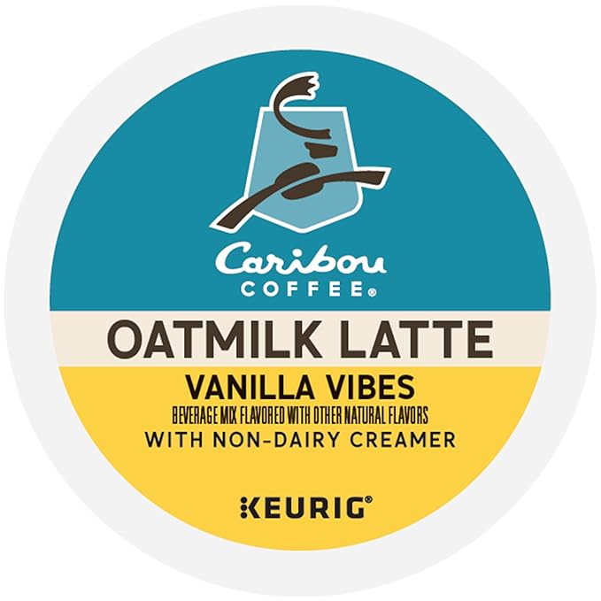 Caribou Coffee Vanilla Vibes Oatmilk Latte, One Step Latte Single Serve Keurig K-Cup Pods, 60 Count (6 Packs of 10)