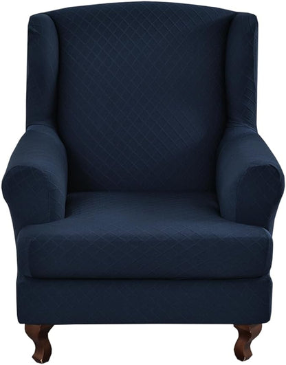KRFOONN Stretch Wing Chair Slipcovers Printed 2 Piece Wingback Chair Covers by KRFOONN