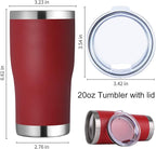 DOMICARE 20oz Tumbler with Lid Stainless Steel Tumblers Bulk, Double Wall Vacuum Insulated Coffee Travel Mug Powder Coated Tumbler, 8 Pack Red