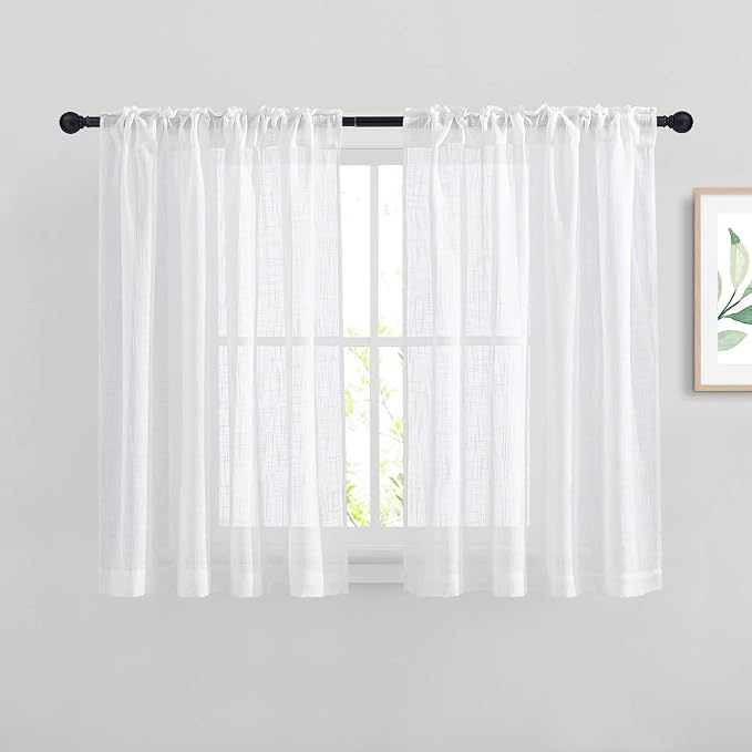 NICETOWN White Sheer Bathroom Curtains Window Treatments, Rod Pocket & Back Tab - Image 7