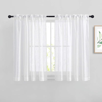 NICETOWN White Sheer Bathroom Curtains Window Treatments, Rod Pocket & Back Tab - Image 7