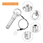 uxcell 2 Pcs Quick Release Pin, 1/2" x 2"(Dia. x L) Push-Button Ball Locking Pin 304 Stainless Steel Ring Handle Locking Pin with Wire for Audio Bimini Top Marine, Silver