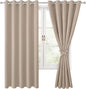 Blackout Curtains for Bedroom, 60 x 63 Inches Length Camel 2 Panels | Thermal by Hiasan