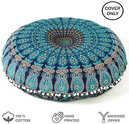 Mandala Floor Pillow Cover Meditation Cushion Seating Throw Hippie Round - Image 3