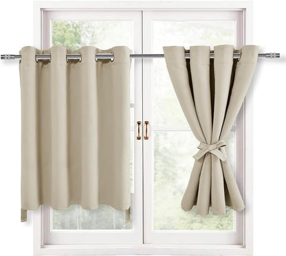 Blackout Curtains for Bedroom, Light Beige, 52 x 36 Inch, 2 Panels | Thermal by Hiasan