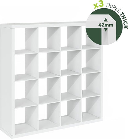 Furinno Cubicle Book Shelf, 16-Cube Bookshelf, Triple Thick Frame Cube Storage - Image 9