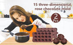 2PCS Rose Flower Chocolate Molds 15 Cavity Silicone Candy Molds Non-Stick Sweet Valentines Day Molds Gummy Ice Jelly Molds for Wax Melt Resin Casting Candles Soap