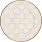 MACKENZIE-CHILDS Enamel Salad and Dessert Plate, Small Plate for Appetizers or Desserts, 8 Inches, Pink-and-White Rosy Check