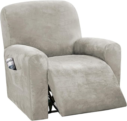 H.VERSAILTEX 4-Pieces Recliner Chair Covers Velvet Stretch Reclining Couch by HVERSAILTEX