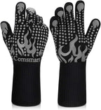 Comsmart BBQ Gloves, 1472F Heat Resistant Silicone Non-Slip Oven Mitts, Long Kitchen Gloves Perfect for Grilling, Cooking, Baking, Cutting
