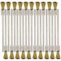 20PCS Brass Wire Brushes with Extended Handle - Metal Rust Removal, Polishing, Cleaning - 6mm Diameter, 1/8″ (3mm) Shaft, 100mm Length - Removes Burrs, Dust, and Oxide Layer - Rotary Tool Accessories