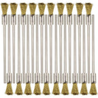 20PCS Brass Wire Brushes with Extended Handle - Metal Rust Removal, Polishing, Cleaning - 6mm Diameter, 1/8″ (3mm) Shaft, 100mm Length - Removes Burrs, Dust, and Oxide Layer - Rotary Tool Accessories
