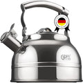 Whistling Tea Kettle Stovetop - Food Grade Stainless Steel Teapot for Stove Top with Ergonomic Handle for Gas, Induction, Electric Stovetops 2.3 Quart