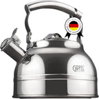 Whistling Tea Kettle Stovetop - Food Grade Stainless Steel Teapot for Stove Top with Ergonomic Handle for Gas, Induction, Electric Stovetops 2.3 Quart