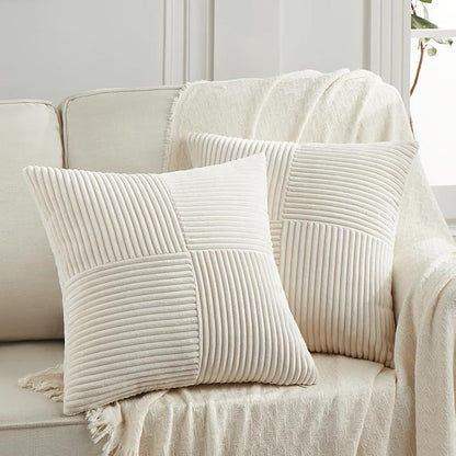 Fancy Homi 2 Packs Boho Cream Decorative Throw Pillow Covers 18x18 Inch by Fancy+Homi