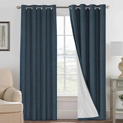 H.VERSAILTEX Linen Blackout Curtains 96 Inches Long 100% Absolutely Blackout by HVERSAILTEX