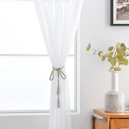 SpaceDresser Basic Rod Pocket Sheer Voile Window Curtain Panels White 1 Pair 2 - Image 5