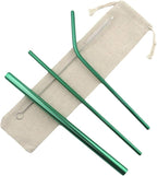 Gugrida Metal Straws Stainless Steel Straws 8.5" Drinking Straws Reusable 3 Set - Ultra Long Muti Color-Cleaning Brush for 20/30 Oz for Trail Tumblers Yeti RTIC SIC Ozark (2 Straight|1 Bent|1 Brush）