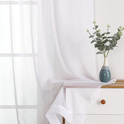 Sheer White Curtains 144 inch Extra Long, Elegant and Airy Drapes Translucent - Image 6