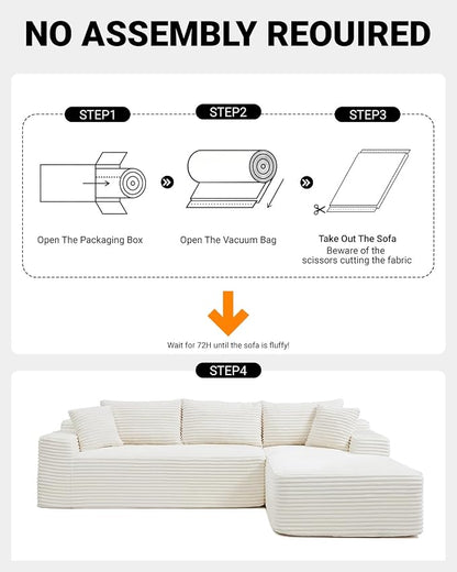 Cloud Sectional Couch, Corduroy Boneless Couches - Image 5