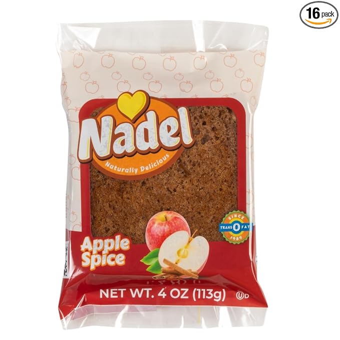 Nadel - NATURALLY DELICIOUS APPLE SPICE CAKE SLICES (16 Pack) Sweet Breads & Cakes, Back to School lunch snack, breakfast bar