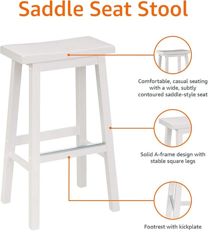 Amazon Basics Solid Wood Saddle-Seat Counter Height Bar Stools - Image 6