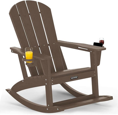 Outdoor Oversized Adirondack Rocking Chairs, All Weather HDPE Patio Rocking by ABCPATIO