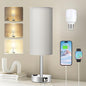 Fenmzee Light Grey Table Lamp for Nightstand by Fenmzeelighting