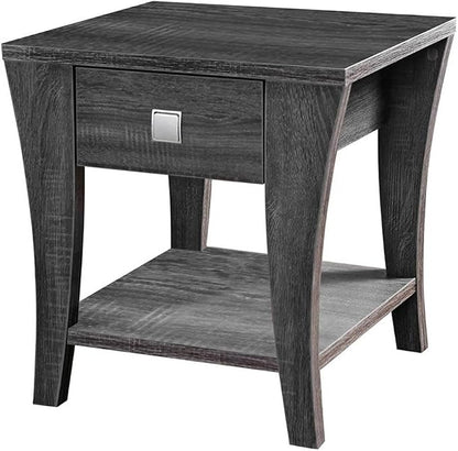 BOWERY HILL Transitional Wood Storage End Table, Solid Wood and Veneer by BOWERYHILL