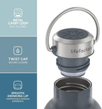 Lifefactory 24-Ounce Stainless Steel Vacuum-Insulated Sport Bottle, Carbon