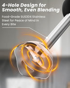 Immersion Blender Handheld 1000W, 3 in 1 Stick Hand Blenders for Kitchen with 20 Variable Speeds & Turbo, 304 Stainless Steel with Electric Whisk & Milk Frother Attachments for Soup, Puree & Emulsion