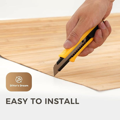 OUZUGIE 1 Pack 96x24 Inch Natural Bamboo Wall Panel – Yellow Burned Pole Wrap - Image 6