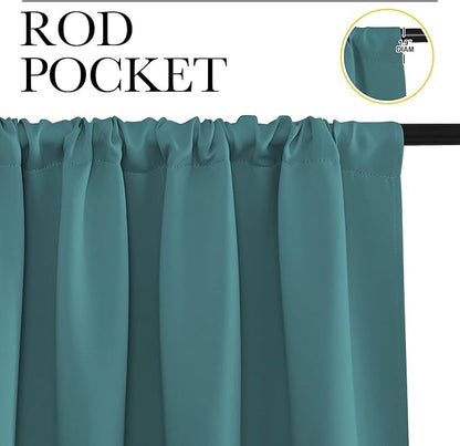 NICETOWN Kitchen Curtains, Short Blackout Curtains & Drapes, Sea Teal, Thermal - Image 2