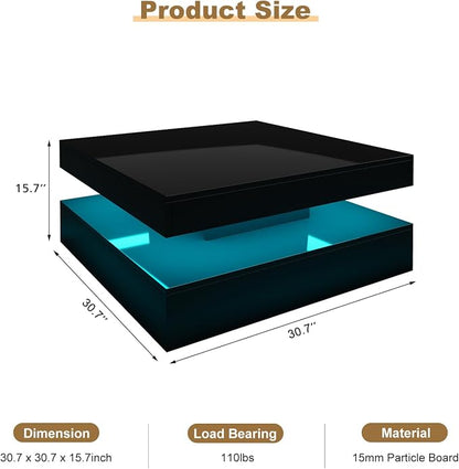 HedoAjim Black LED Coffee Table - Image 2