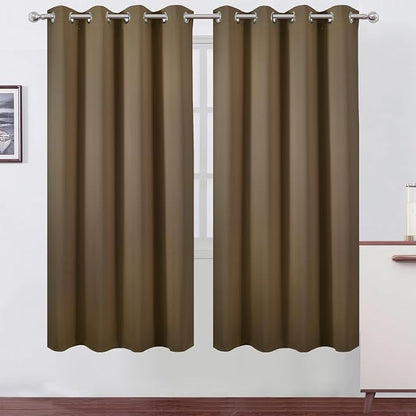Brown Thermal Blackout Curtains/52 x 72 Inch/Set of 2 Panels Room Darkening by Lemomo