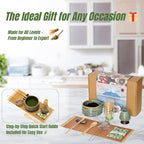 Annie & Mia Design Matcha Whisk Set (9pcs), Japanese Tea Matcha Set includes Ceramic Matcha Bowl, Bamboo Matcha Whisk(chasen), Ceramic Matcha Whisk holder, Bamboo Matcha Scoop (chashaku). Blue color