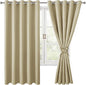Blackout Curtains for Bedroom, Light Beige, 60 x 63 Inch, 2 Panels | Thermal by Hiasan