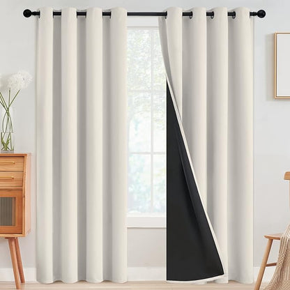 SimpleHome Cream 100% Blackout Curtains Room Darkening Living Room 90 Inch | by SimpleHome